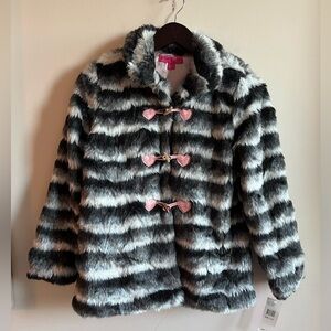 NWT Betsey Johnson Girls Faux Fur Jacket Size L (12)